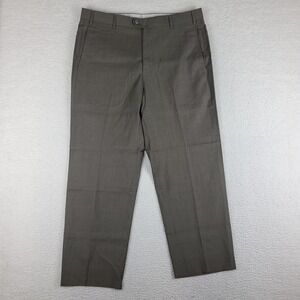 Zanella Pants Mens 35x27 Taupe Brown Todd Straight Leg Trousers Dress Slacks *